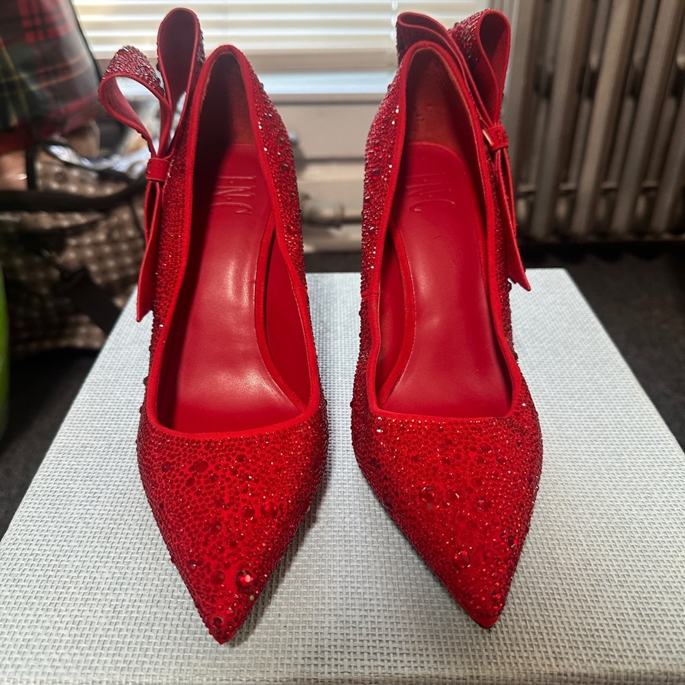 INC International Concepts Sparkling Red Heels - Picture 2 of 5